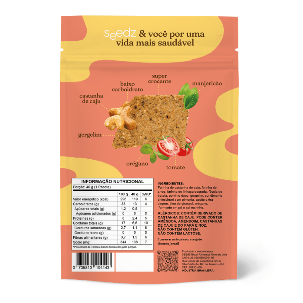 Cracker Pizza seedz – Snack Saudável Sem Glúten, Sem Lactose e Zero Açúcar