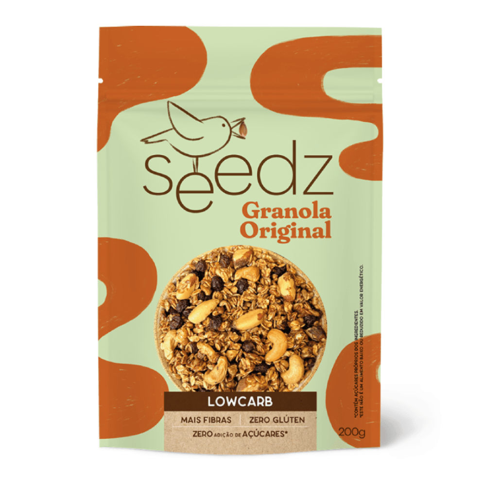 Granola Original seedz, sem glúten e sem açúcar adicionado, com castanhas e sementes para café da manhã
