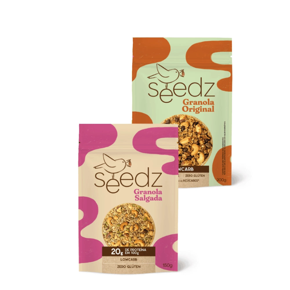 Kit Degustação Granolas seedz, original e salgada sem glúten