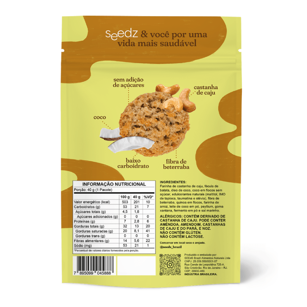 Biscoito de Coco seedz – Snack Doce Saudável Sem Glúten e Sem Açúcar