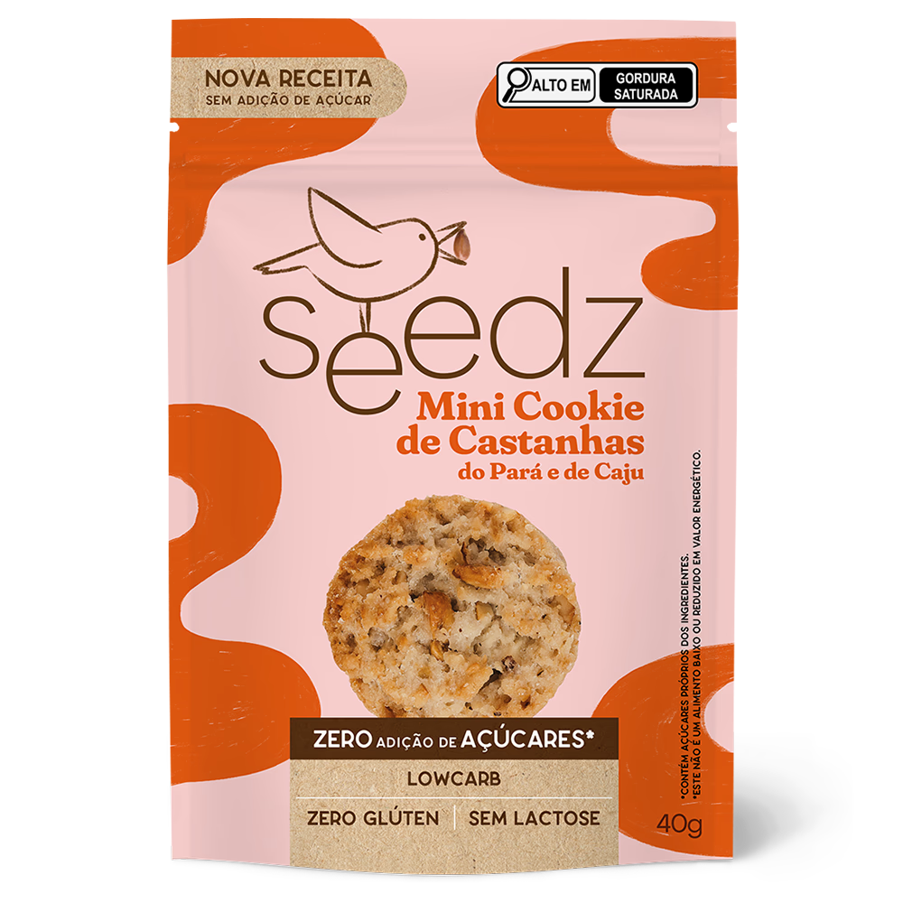 Mini Cookie de Castanhas seedz, sem glúten e sem açúcar adicionado, biscoito doce com castanhas