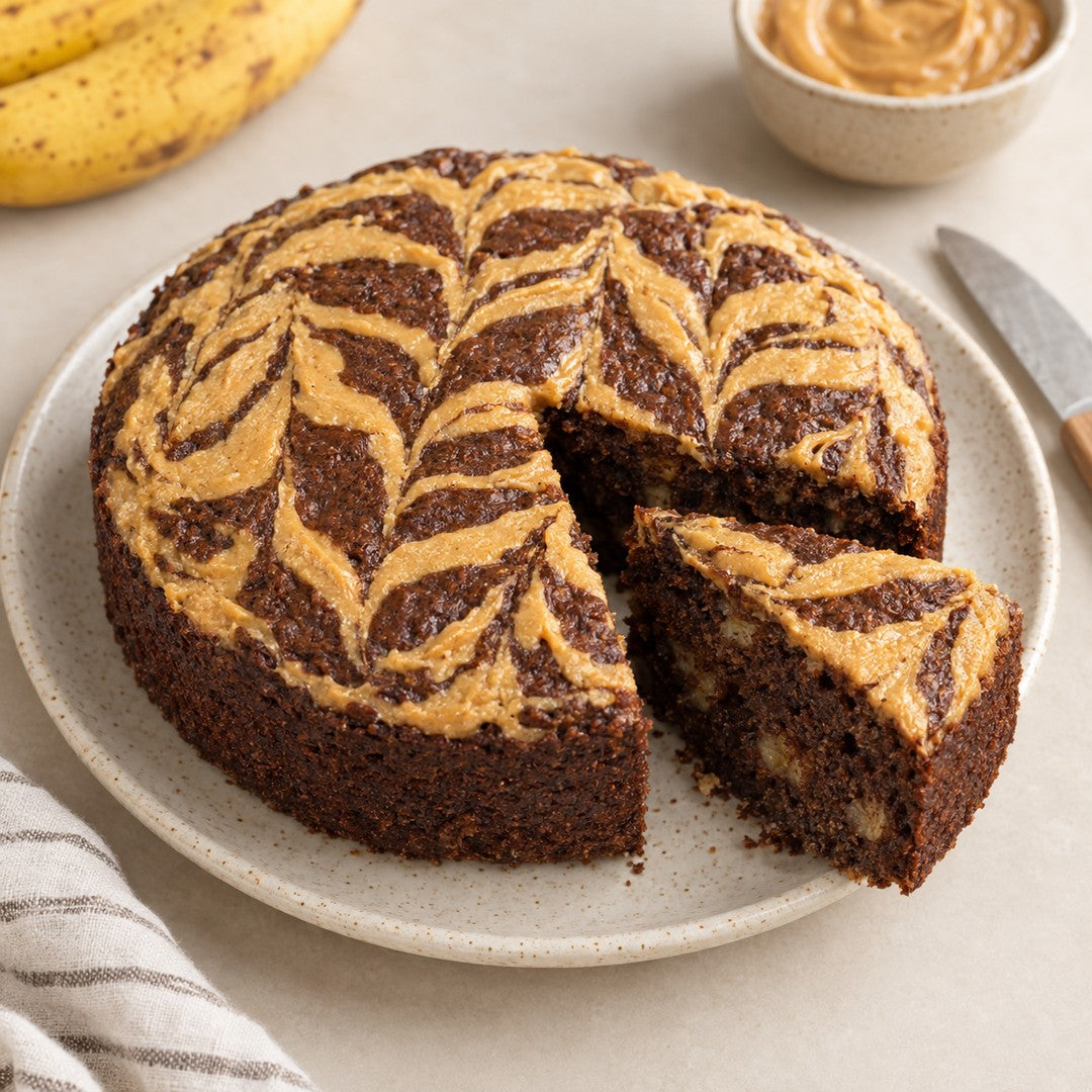 🍌 Bolo de banana proteico com manteiga de amendoim, sem glúten