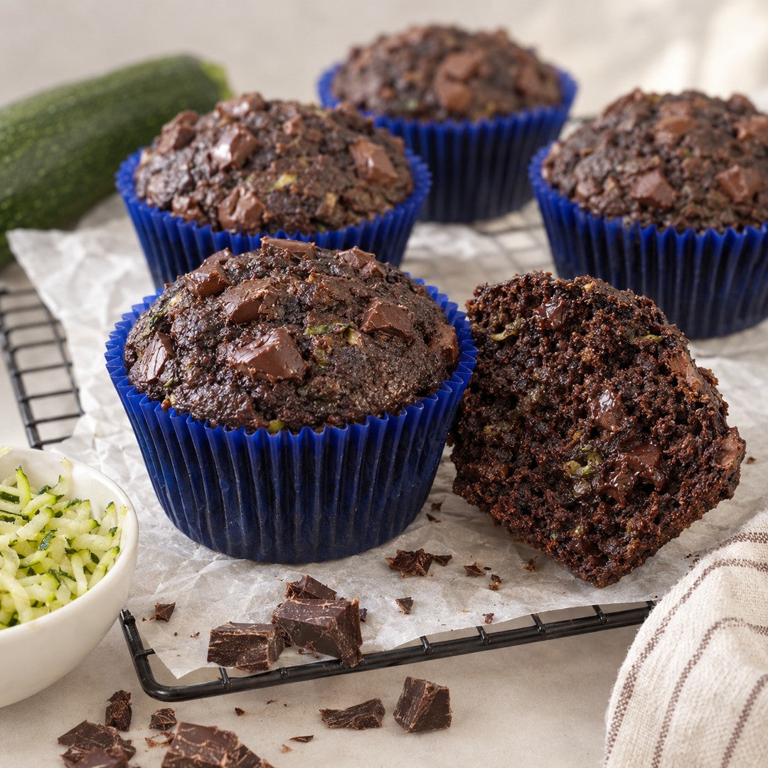 🍫 Muffin de chocolate com abobrinha: miolo bem úmido