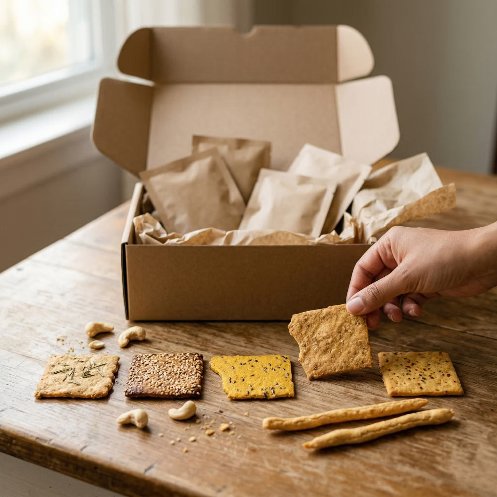 Caixa de biscoitos sem glúten seedz | seedz que valem a pena