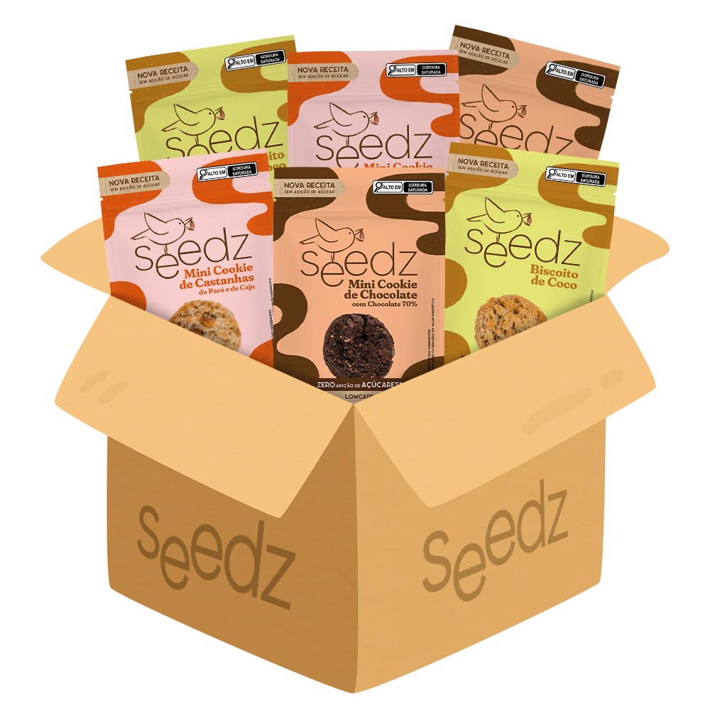 Caixa Biscoitos Doces seedz, variedade fit sem açúcar adicionado
