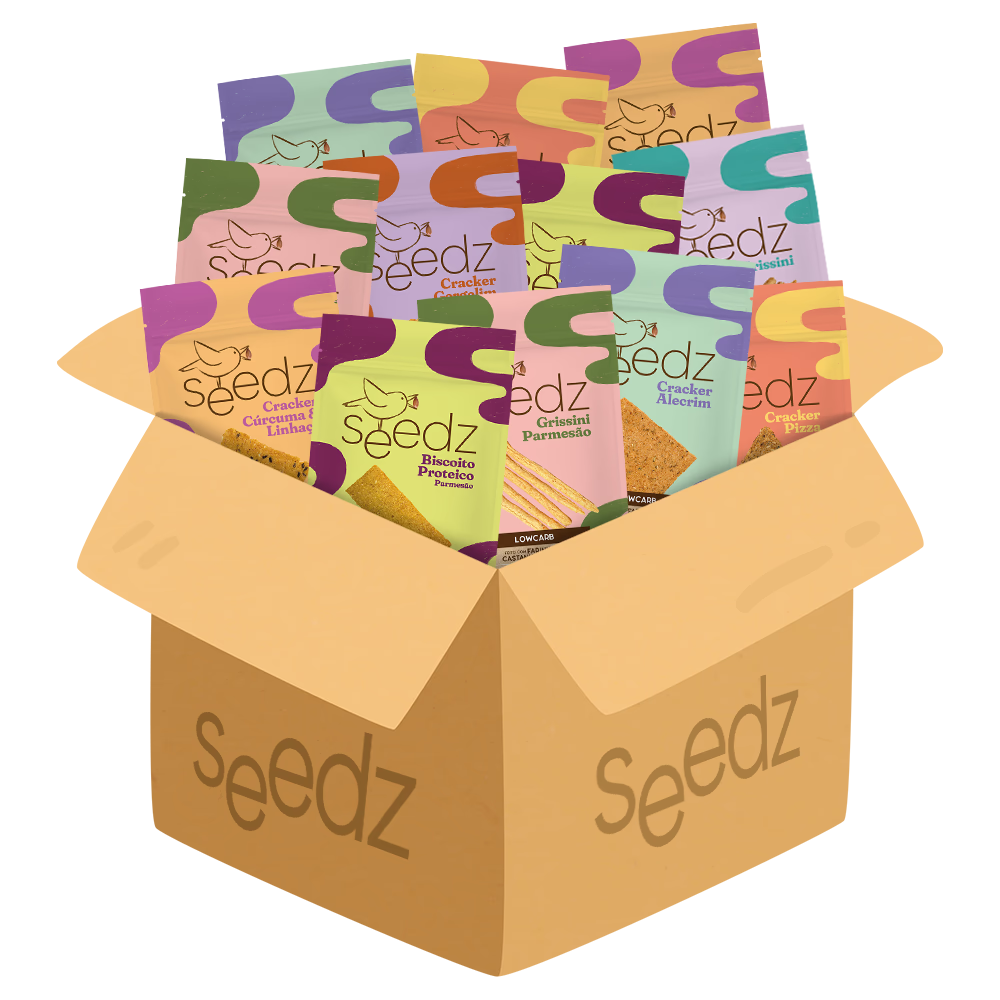 Caixa Biscoitos Salgados seedz, variedade fit sem glúten