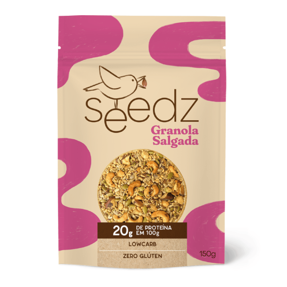 Granola Salgada seedz, sem glúten e sem lactose, para salada e snacks salgados