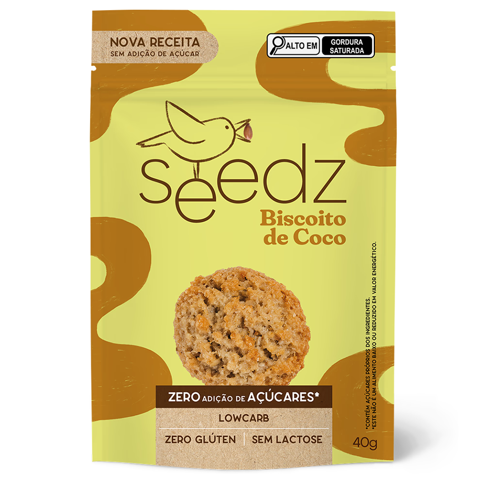 Biscoito de Coco seedz, sem glúten e sem açúcar adicionado, biscoito doce com castanhas